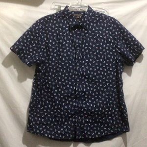COPY - Men’s Michael Kors Dark Blue With White Accents Button Down Shirt Size X…